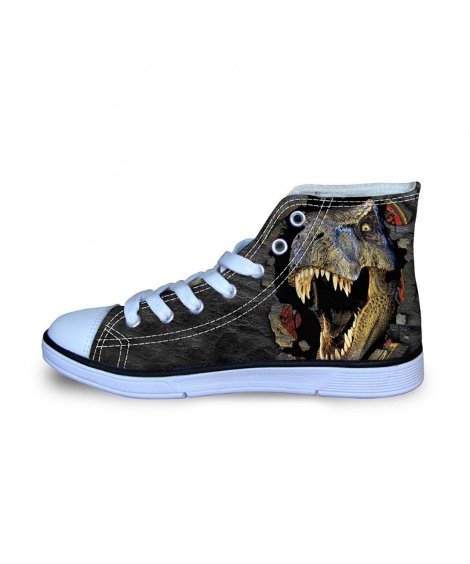 Sneakers Cool Animals Print Kids Sneaker High Top Canvas Shoes for Girls Boys - Cool Dinosaur - CU17YOSYGWQ $54.52