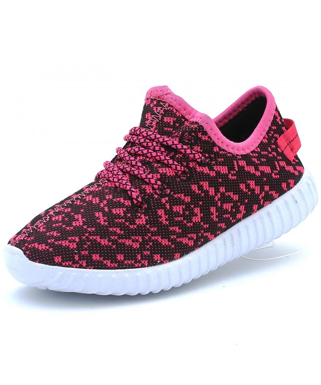 Sneakers Kid's Lightweight Breathable Sneakers Boys Girls Cute Casual Running Walking Sport Fashion Shoes - Black/Fuchsia - C...