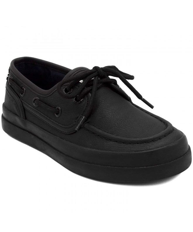 Sneakers Kid's Spinnaker Boat Shoe Casual Loafer 2 Eye Lace (Little Kid/Big Kid) - Allover Black - CI18GLS69S6 $41.77