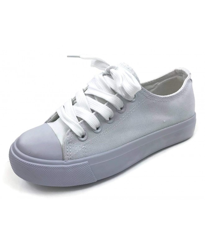Sneakers Kid's Athletic Canvas High Top Sneaker Tennis Shoes - All White - CW18CG0R0D9 $26.65