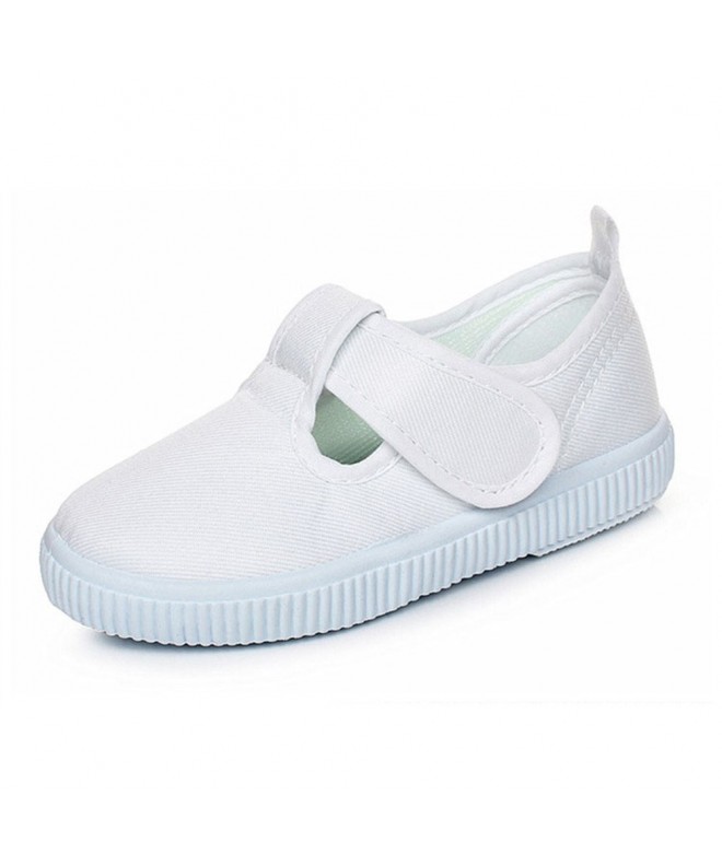 Sneakers Maxu Kid T Strap White Canvas Sneakers - White - C112GZQK383 $30.67