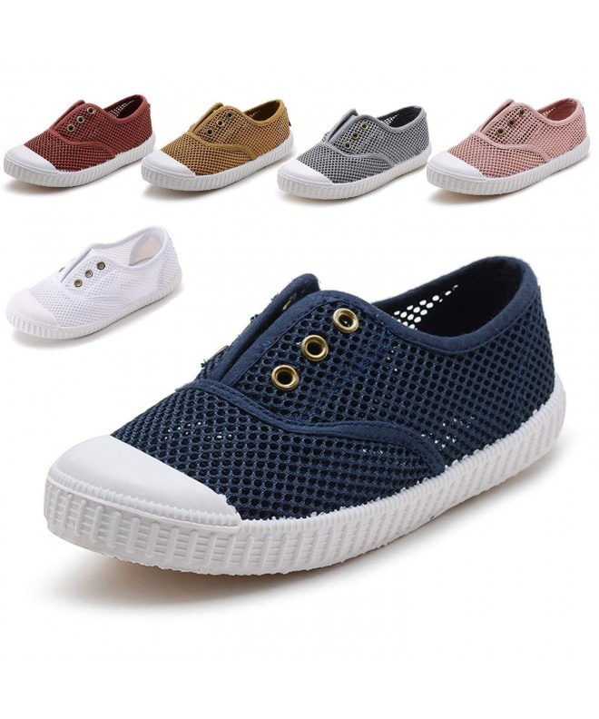 Sneakers Cute Toddler Flat Canvas Light Weight Laceless Slip-on Sneakers Walking Tennis Shoes School Shoes - Blue - CZ183MX96...