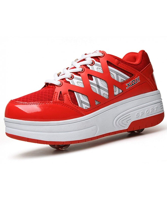 Sneakers Unisex Outdoor Single Wheel Double Wheels Roller Skate Shoes Sport Sneakers - Red - CK185RRZDQ0 $33.05