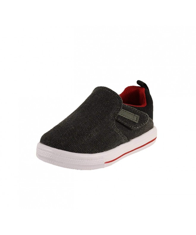 Sneakers Boys Casual Slip-On Strap Fashion Sneaker - Black/Red - C312O8VUR5C $29.36