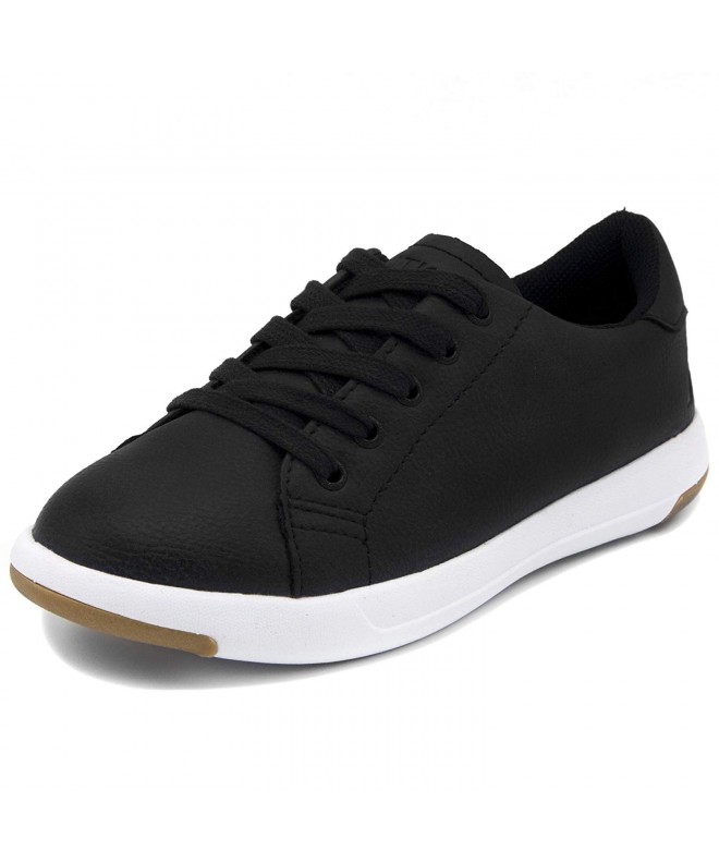 Sneakers Kids Inboard Sneaker-Lace up Fashion Shoe-(Little Kid/Big Kid) - Black Smooth - C418DLEWHQH $31.90