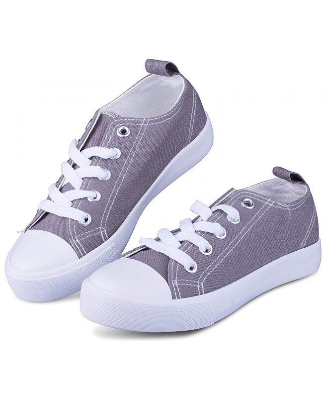 Sneakers Sneakers Canvas Children Comfortable Toddlers - Grey Cap Toe - C618NL6T43U $27.91