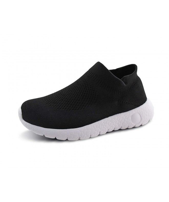 Trail Running Kids Walking Shoes Boys Girls Breathable Slip On Knit Sock Sneakers - Black/White - CL18IHA5E9O $37.48