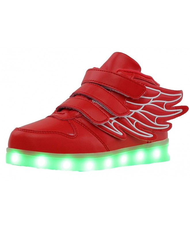 Sneakers 7 Colors 11 Modes LED Light up Flashing Rechargeable Kids Sneakers & Shoes - Red - CQ185N8S4AM $51.47