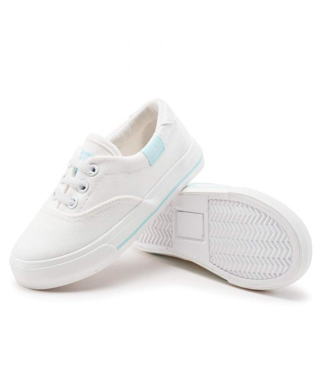 Sneakers Fashion Canvas Sneakers - Girls Boys Youth Little Big Kids - Lace up Slip on - Whitemoon - C018IUCGOZA $30.85