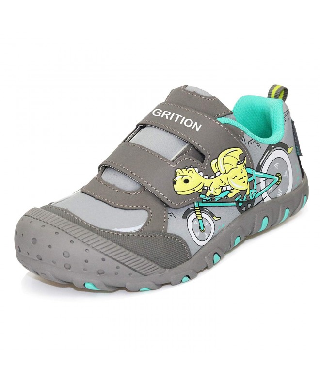 Trail Running Kids Athletic Dinosaur Shoes Hook Loop Sneakers Walking School Water Resistant Gray - Gray - CS187MSM48W $58.44