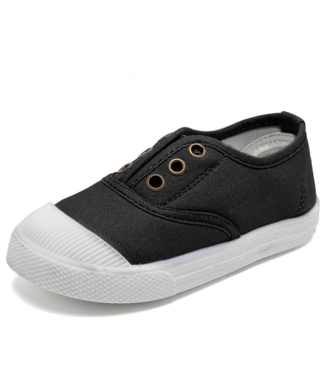 Sneakers Kids Canvas Sneaker Slip-on Baby Boys Girls Casual Fashion Shoes(Toddler/Little Kids)-Black-24 - CQ186W6DMDE $26.51