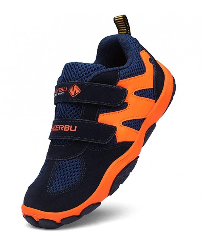 Trail Running Kid's Breathable Outdoor Hiking Sneakers Strap Athletic Running Shoes - Dark Blue/Orange - CB18CE4K5DY $48.42