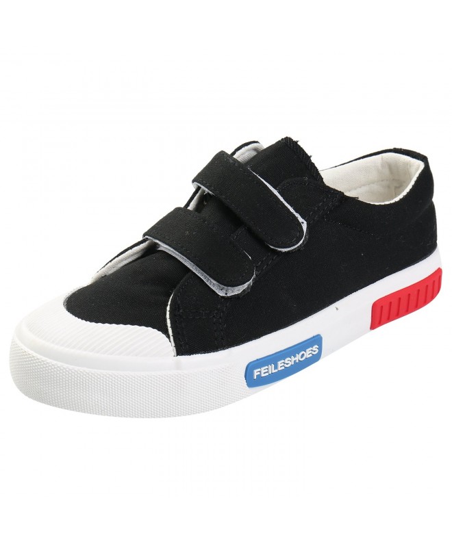 Sneakers Kid's Shoes Boys&Girls Low-Top Hook&Loop Canvas Shoes(Toddler/Little Kids) - Black - C712JWNZQH9 $31.79