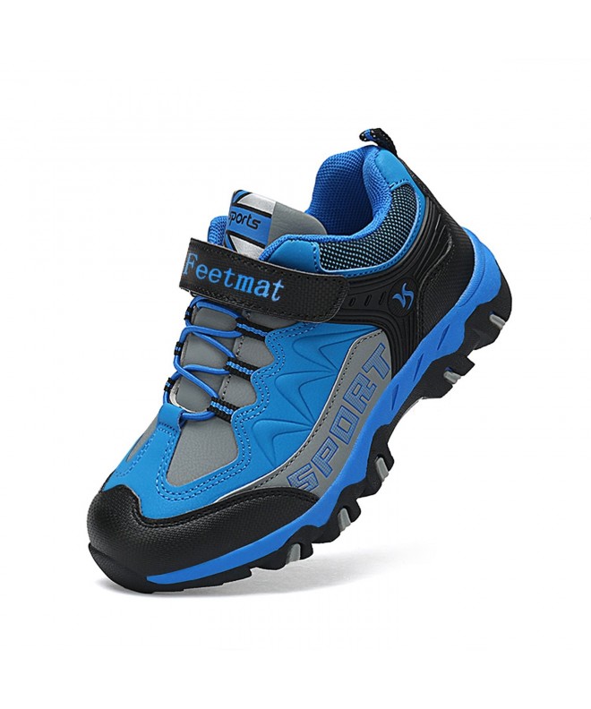 Trail Running Boys Hiking Shoes Waterproof Wide Athletic Trail Running Sneakers for Boys Blue - CV180DMZYRN $57.62