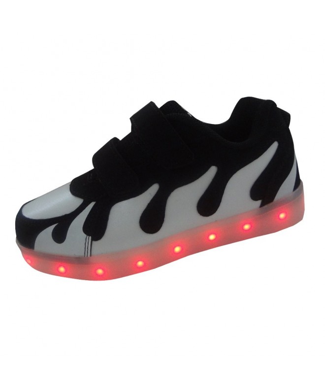 Sneakers Flame Pattern USB Rechargable LED Light up Shoes for Kids Boys Girls - Black / White - CE1836YED8M $21.20