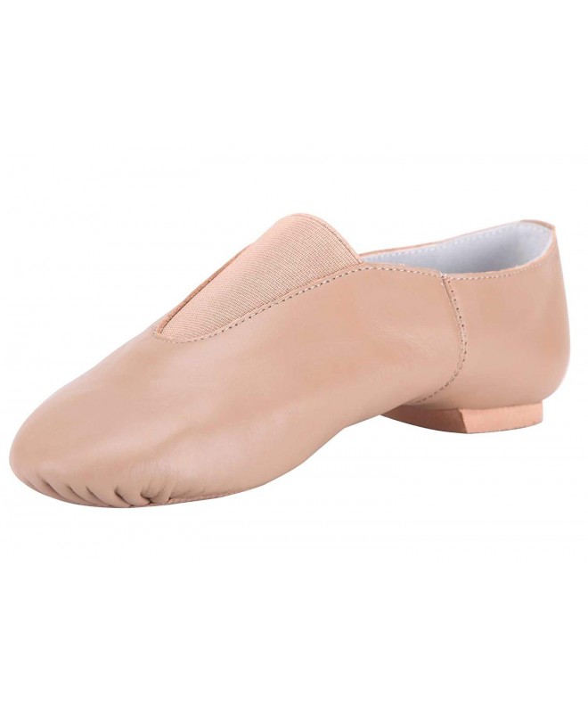 Dance Leather Jazz Shoe Slip On (Toddler/Little Kid/Big Kid) with Elastic Top Piece - Brown - CA1803XOZQM $46.97