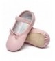 Dance Girls Premium Leather Ballet Shoes Slippers for Kids Toddler - Ballet Pink (1-strap) - CK18E45DZ55 $27.87