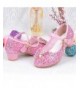 Dance Girl's Princess Cosplay Performance Shoes Sequins Dress Shoes Low Heeled - Pink - C2183QD5ETR $41.36
