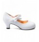 Dance Girls Bow Mary Jane Kitten Heel Pumps (Toddler/Little Girl) - White Patent - C417YY6SGIK $45.47