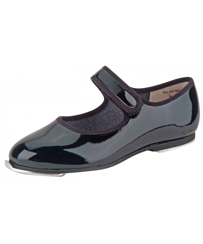 Dance Girl's Velcro Tap Slip-On Strap Casual Flats - Black - CA1210FWK71 $65.54