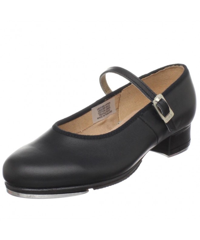 Dance Girl's Tap On Leather Tap Shoe - Black - C21153FTBKT $64.90