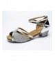 Dance Girl's Glittering Cutout Latin Ballroom Tango Dance Shoes Peep Toe Wedding Sandals - Silver/Suede - CY182DQND96 $41.77