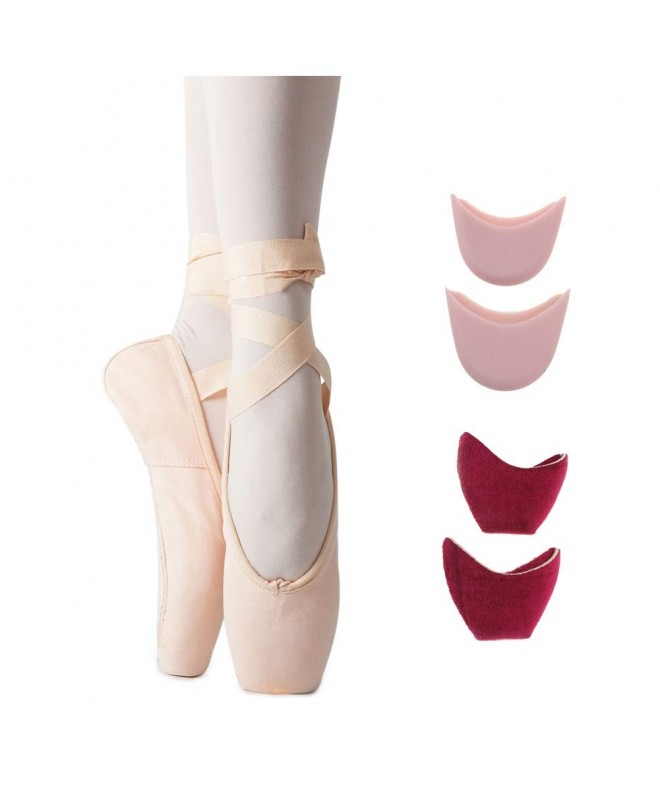 Dance Professional Full Sole Ballet Dance Pointe Flats - Canvas Shoes With Toe Pads - C318H3REGQY $37.78