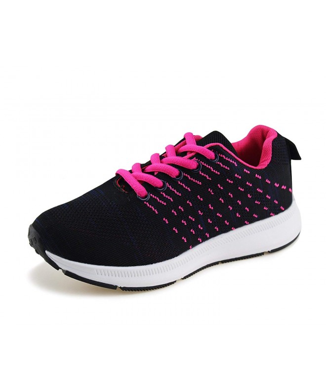 Walking Kids Knit Shoes Boys Girls Breathable Lace Up Trail Running Sneakers - Navy/Pink - CE18G6E9O2G $37.01