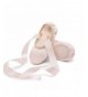 Dance Girls Ballet Dance Shoes Satin Slippers Gymnastics Flats Split Sole with Ribbon - Ballet Pink - CS18NDY5ECI $24.93
