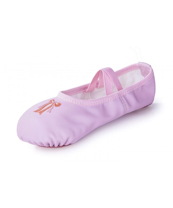 Dance Girls Leather Ballet Dance Slipper Split-Sole Shoes (Toddler/Little Kid) - Pink - CR18CWLG08S $22.38