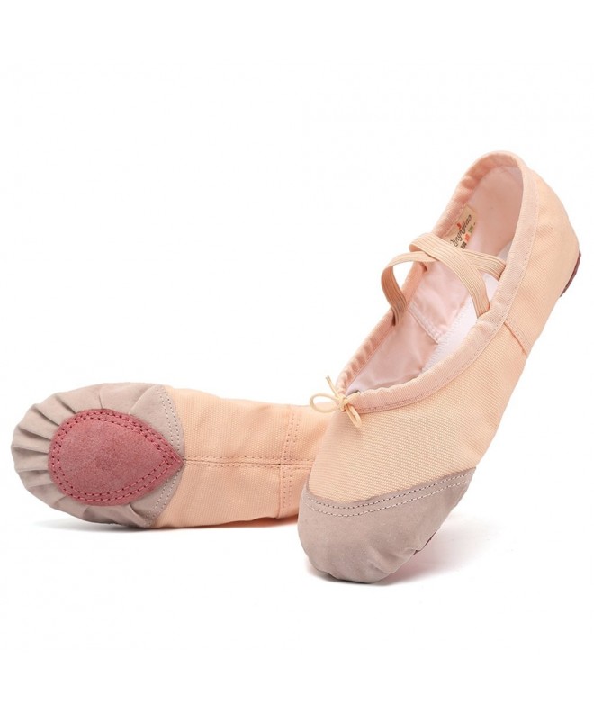 Dance Girls' Ballet Slipper Leather Toe Yoga Shoes (Toddler/Little Kid/Big Kid) - Skin - CJ186XTSSL6 $24.03