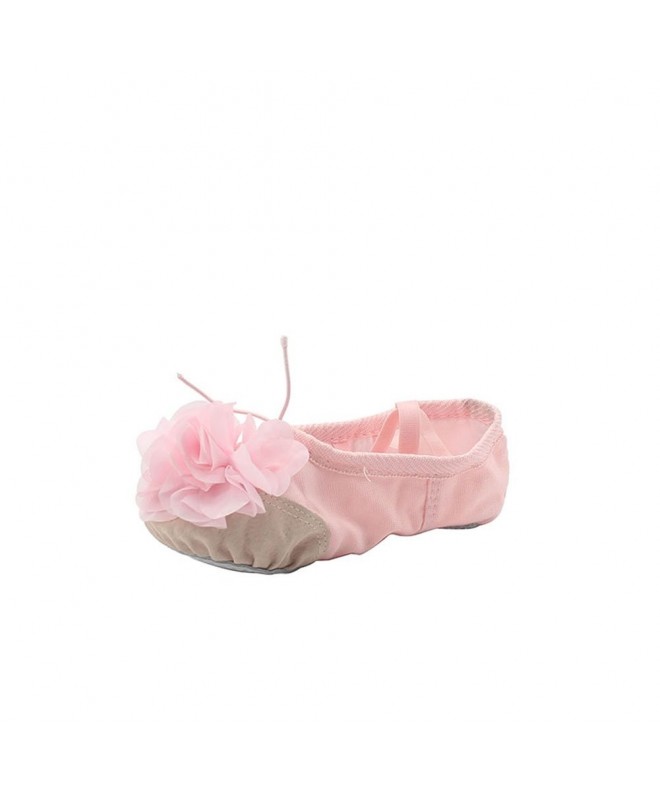 Dance Kid Girl's Canvas Ballet Dance Yoga Shoes with Flower - Pink - CE11KYBM7BR $19.22