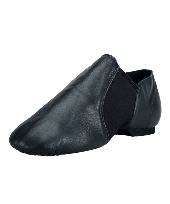 Dance Leather Spandex Gore Slip-On Jazz Shoes (Toddler/Little Kid) - Black - CC12JFYRQY1 $48.35
