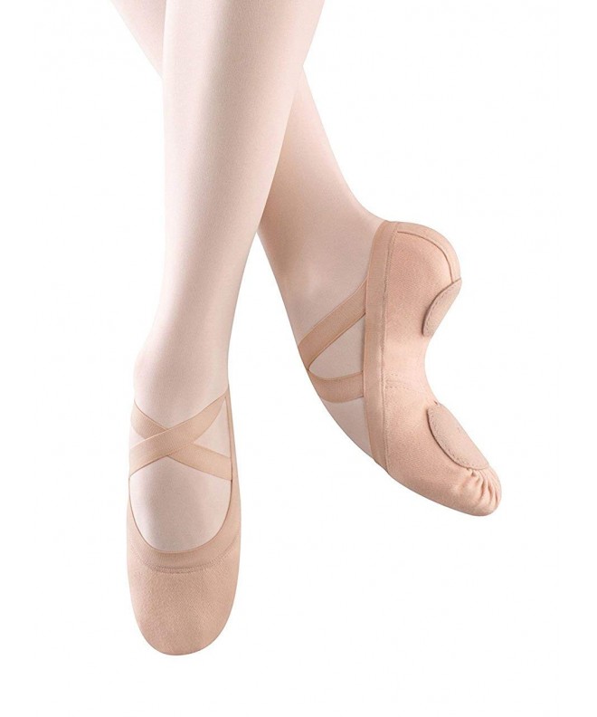 Dance Girl's Synchrony Split Sole Stretch Canvas Ballet Slipper / Shoe - Pink - CA11AVGWNCH $40.16