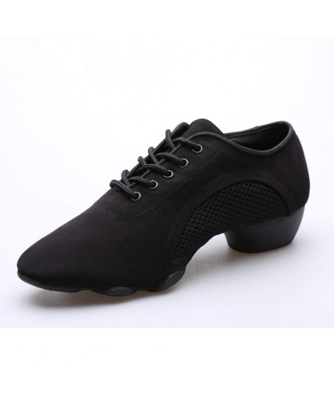 Dance Kids Split-Sole Dance Shoes Breathable Leather Latin Jazz Dancing Sneakers Girls Boys - Suede Black - CX18O2KDCZY $39.39
