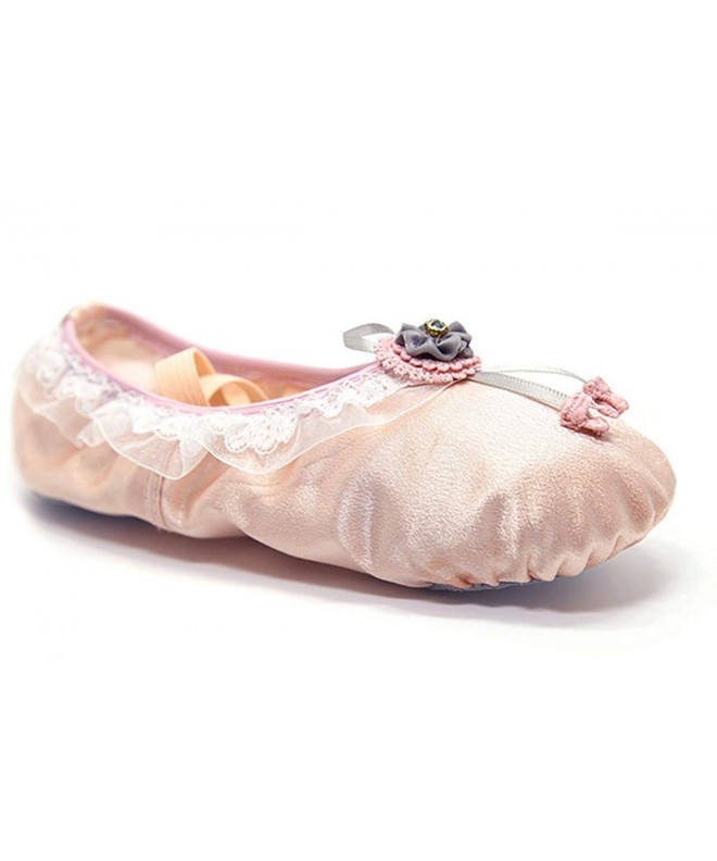 Dance Girl's Soft Crystal Fabric Lace Ballet Dance Split-Sole Shoes Toddler/Little Kid - Skin Diamond - C918IDGE28D $24.45