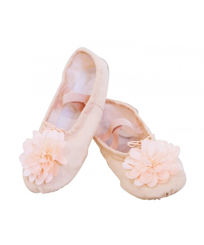 Dance Ballet Shoes Slipper for Toddler and Little Girls with Flower Made of Canvas - CW18N044L6A $28.03