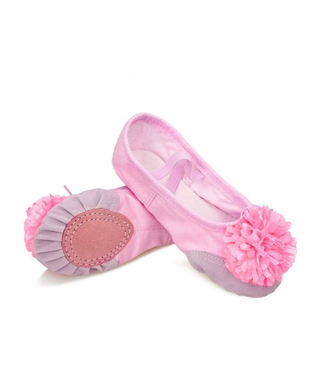 Dance Floral Canvas Slipper Leather Toddler - Pink+pink Chiba Flower - CK18IUHSS9U $24.96