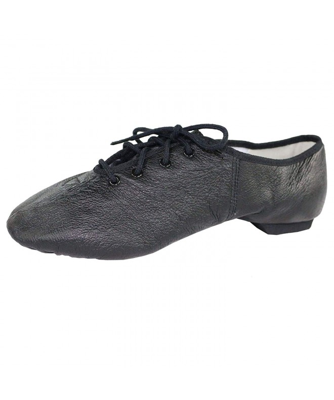 Dance Youth Black Leather Lace up Jazz Shoes - 1.5 M US - CL12M83UZ3Z $38.63