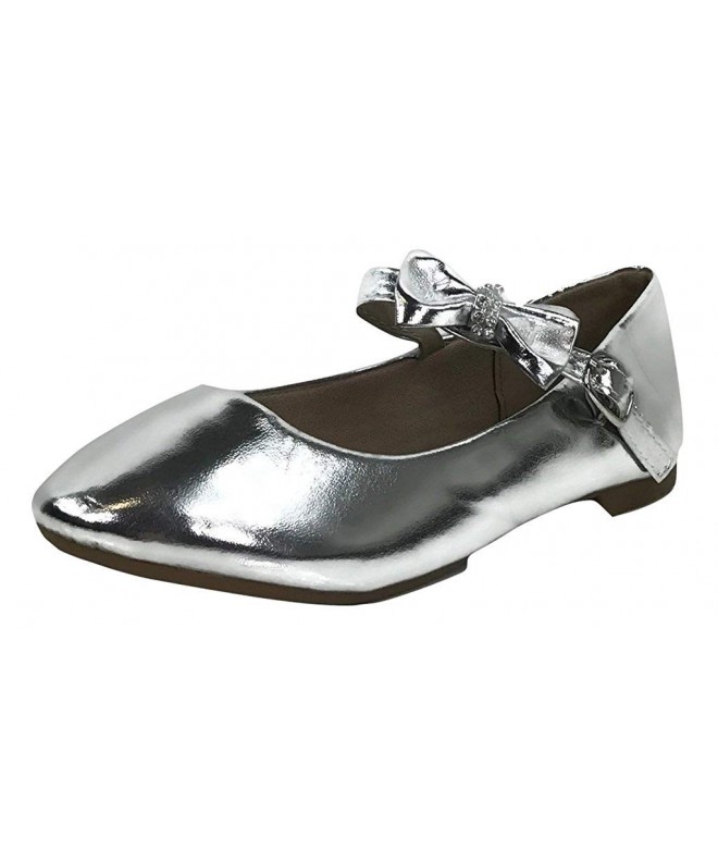 Dance Kids Dress Ballet Flats - Silver Bow - CR18773S72O $21.49