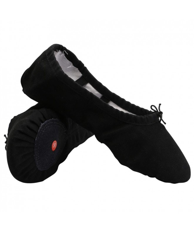 Dance Girls Canvas Split-Sole Ballet Slippers Practice Dancing Yoga Flat Shoes(12.5 - Black) - CG17YZ2DZA5 $19.42