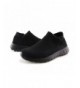 Trail Running Kids Walking Shoes Boys Girls Breathable Slip On Knit Sock Sneakers - Black/Black - CB18IHA8KKK $31.81