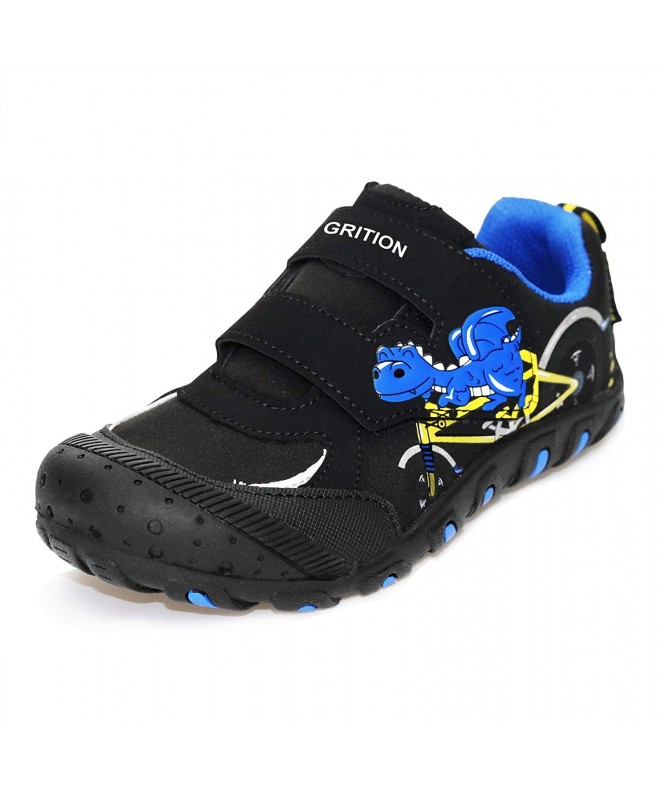 Trail Running Kids Athletic Dinosaur Shoes Hook Loop Sneakers Walking School Water Resistant Gray - Black - CV187N93OLC $57.33
