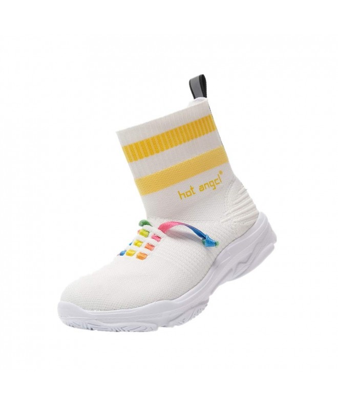 Walking Kid Walking Sport Shoes Fly Knitted Socks Comfortable Lightweight Breathable Sneakers Boys Girls - White/Yellow - CG1...