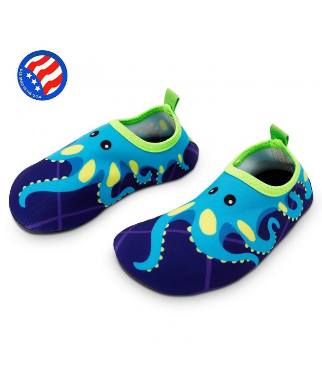 Water Shoes Non Slip Barefoot Aqua Socks Boys Girls Toddler - Blue Octopus - CJ18EHDWM0Y $21.76