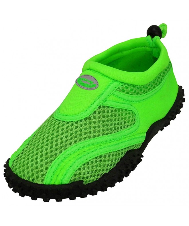 Water Shoes Kids' Slip-On Mesh Quick Dry Drawstring Non-Slip Water Shoe (Toddler/Little Kid/Big Kid) - Neon Green - CJ18C969N...