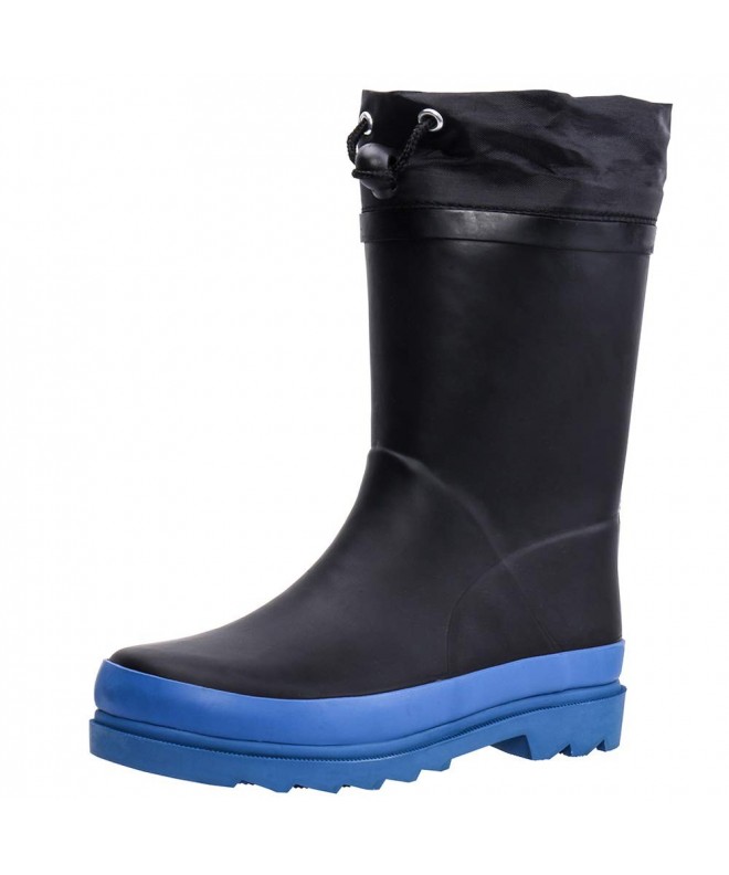 Boots Kids Waterproof Rubber Rain Boots Girls - Boys & Toddlers Fun Prints & Handles - Black/Blue/Solid - CC18HWKCWM6 $44.42