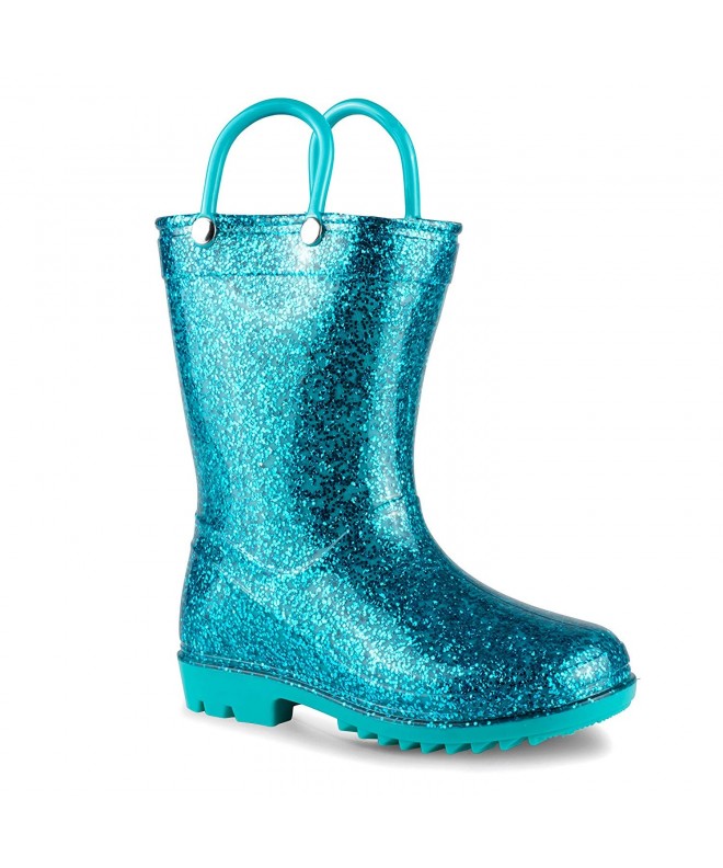 Boots Children's Glitter Rain Boots for Little Kids & Toddlers - Boys & Girls - Aqua Glitter - CK18N7ZM357 $30.40