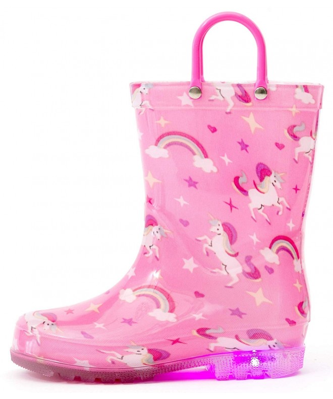 Boots Toddler Boys Girls Printed Light Up Rain Boots - Unicorn Pink - C418M03Q0CW $44.15