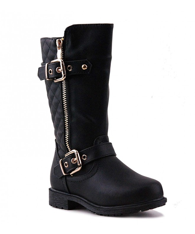 Boots Little Girls Knee High Flat Riding Boots Shoes - Black - CN11PKNMDV3 $51.77